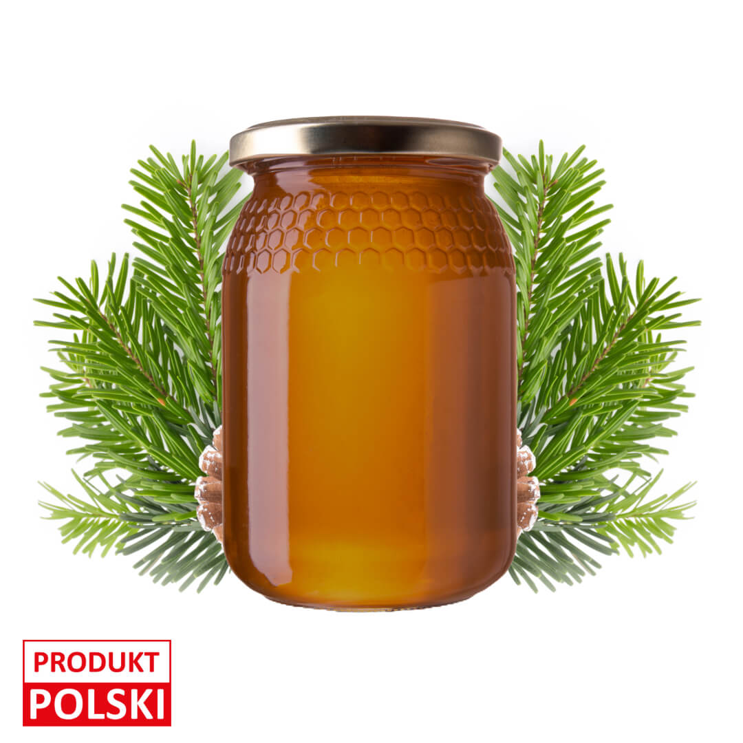 Miod spadziowy iglasty. 64,00 zl/sloik